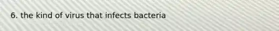 6. the kind of virus that infects bacteria