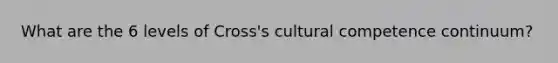 What are the 6 levels of Cross's cultural competence continuum?