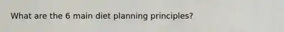 What are the 6 main diet planning principles?
