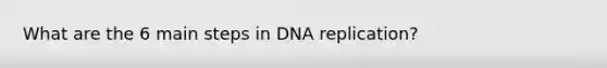 What are the 6 main steps in DNA replication?