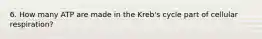 6. How many ATP are made in the Kreb's cycle part of cellular respiration?