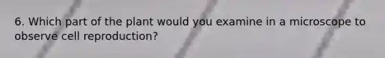 6. Which part of the plant would you examine in a microscope to observe cell reproduction?