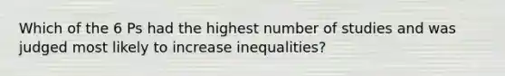 Which of the 6 Ps had the highest number of studies and was judged most likely to increase inequalities?