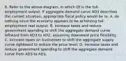 6. Refer to the above diagram, in which Qf is the full-employment output. If aggregate demand curve AD3 describes the current situation, appropriate fiscal policy would be to: A. do nothing since the economy appears to be achieving full-employment real output. B. increase taxes and reduce government spending to shift the aggregate demand curve leftward from AD3 to AD2, assuming downward price flexibility. C. increase taxes on businesses to shift the aggregate supply curve rightward to reduce the price level. D. increase taxes and reduce government spending to shift the aggregate demand curve from AD3 to AD1.