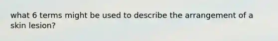 what 6 terms might be used to describe the arrangement of a skin lesion?