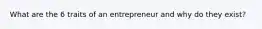 What are the 6 traits of an entrepreneur and why do they exist?