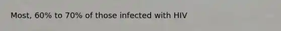 Most, 60% to 70% of those infected with HIV