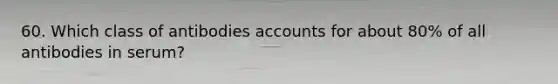 60. Which class of antibodies accounts for about 80% of all antibodies in serum?