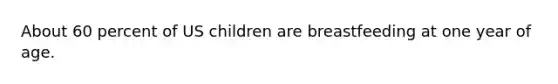 About 60 percent of US children are breastfeeding at one year of age.