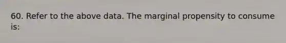 60. Refer to the above data. The marginal propensity to consume is: