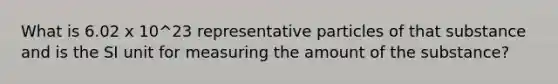 What is 6.02 x 10^23 representative particles of that substance and is the SI unit for measuring the amount of the substance?