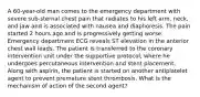 A 60-year-old man comes to the emergency department with severe sub-sternal chest pain that radiates to his left arm, neck, and jaw and is associated with nausea and diaphoresis. The pain started 2 hours ago and is progressively getting worse. Emergency department ECG reveals ST elevation in the anterior chest wall leads. The patient is transferred to the coronary intervention unit under the supportive protocol, where he undergoes percutaneous intervention and stent placement. Along with aspirin, the patient is started on another antiplatelet agent to prevent premature stent thrombosis. What is the mechanism of action of the second agent?