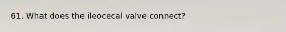 61. What does the ileocecal valve connect?