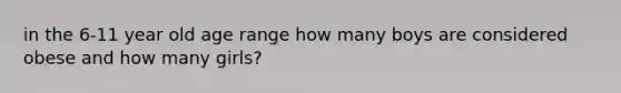 in the 6-11 year old age range how many boys are considered obese and how many girls?