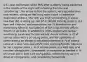 A 61-year-old female called EMS after suddenly being awakened in the middle of the night with a feeling that she was "smothering". You arrive to find the patient, very apprehensive and restless, sitting on the living room couch in moderate respiratory distress. She tells you that her breathing is easier, now that she is sitting up. Her BP is 160/90 mm Hg, pulse is 110 bpm and irregular, and respirations are 24 breaths/min and moderately labored. Auscultation of her lungs reveals diffuse rhonchi in all fields. In addition to 100% oxygen and cardiac monitoring, treatment for this patient should include: a. IV of normal saline with a 20 mL/kg bolus, and the possibility of administering an albuterol nebulizer treatment b. IV of normal saline at a keep vein open (KVO) rate and prophylactic lidocaine for her irregular pulse c. IV of normal saline at a KVO rate, and consider nitroglycerin, furosemide, or morphine as needed d. IV of normal saline with a 20 mL/kg bolus, administering up to 4 doses of nitroglycerin, and considering furosemide