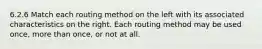 6.2.6 Match each routing method on the left with its associated characteristics on the right. Each routing method may be used once, more than once, or not at all.