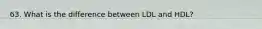 63. What is the difference between LDL and HDL?