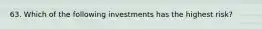 63. Which of the following investments has the highest risk?