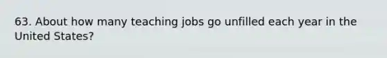 63. About how many teaching jobs go unfilled each year in the United States?