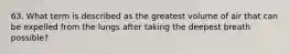 63. What term is described as the greatest volume of air that can be expelled from the lungs after taking the deepest breath possible?