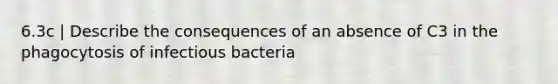 6.3c | Describe the consequences of an absence of C3 in the phagocytosis of infectious bacteria