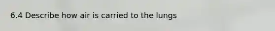 6.4 Describe how air is carried to the lungs