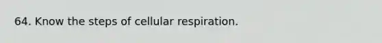 64. Know the steps of cellular respiration.