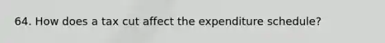 64. How does a tax cut affect the expenditure schedule?