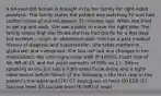 A 64-year-old female is brought in by her family for right-sided paralysis. The family states the patient was watching TV and had sudden onset of slurred speech 35 minutes ago. When she tried to get up and walk, she was unable to move her right side. The family states that she thinks she has had the flu for a few days but no fever, cough, or abdominal pain. She has a past medical history of diabetes and hypertension. She takes metformin, glyburide, and metoprolol. She has not had any changes in her medications. Her vital signs show a BP of 169/93, heart rate of 56, RR of 12, and her pulse oximetry of 99% on 2 L. She is speaking to you but has a right-sided facial droop and a right-sided motor deficit. Which of the following is the first step in this patient's management? (A) CT angiogram of head (B) ECG (C) Glucose level (D) Lactate level (E) MRI of head