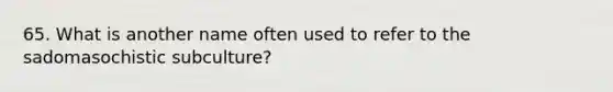 65. What is another name often used to refer to the sadomasochistic subculture?