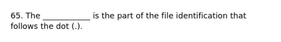 65. The ____________ is the part of the file identification that follows the dot (.).