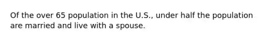 Of the over 65 population in the U.S., under half the population are married and live with a spouse.