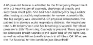 A 65-year-old female is admitted to the Emergency Department with a 3-hour history of cyanosis, shortness of breath; and substernal chest pain. She had been discharged 5 days earlier after having a total hip replacement for severe osteoarthritis. The hip surgery was uneventful. On physical examination, the patient is in obvious acute respiratory distress. Her respiratory rate is 40 breaths/ min and her breathing is labored. Her blood pressure is 100/ 70 mm Hg. Cyanosis is present. There appear to be decreased breath sounds in the lower lobe of the right lung, as well as adventitious breath sounds in all lobes. Q4. What are the risk factor(s) for the condition just described?