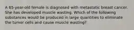 A 65-year-old female is diagnosed with metastatic breast cancer. She has developed muscle wasting. Which of the following substances would be produced in large quantities to eliminate the tumor cells and cause muscle wasting?