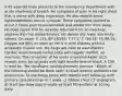 A 65-year-old male presents to the emergency department with acute shortness of breath. He complains of pain in his right chest that is worse with deep inspiration. He also reports some lightheadedness but no syncope. These symptoms started to occur 2 hours prior to presentation and awoke him from sleep. He does report that he recently returned from an overseas airplane trip that lasted 6 hours. He denies any lower extremity edema. On exam: P 125; BP 130/45; T 37.1° C (98.78° F); RR 24; Oxygen sat 88% on room air He is in mild distress without accessory muscle use. His lungs are clear to auscultation. Cardiac exam reveals tachycardia with regular rhythm, no murmurs. The remainder of his exam is unremarkable. ECG reveals sinus tachycardia with right bundle-branch block. A CXR is read as: "No significant cardiopulmonary process." Which of the following should be done next? a) Start empiric antibiotics for pneumonia. b) Discharge home with NSAIDs with follow-up with primary care physician in 1 week. c) Obtain chest CT angiogram. d) Start low-dose aspirin orally. e) Start PO warfarin at 10 mg daily.