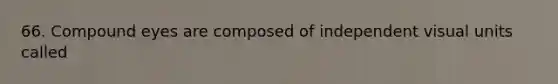 66. Compound eyes are composed of independent visual units called