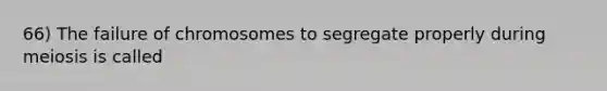 66) The failure of chromosomes to segregate properly during meiosis is called