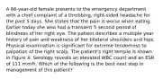 A 66-year-old female presents to the emergency department with a chief complaint of a throbbing, right-sided headache for the past 5 days. She states that the pain is worse when eating. Earlier today she also had a transient 5 second period of blindness of her right eye. The patient describes a multiple year history of pain and weakness of her bilateral shoulders and hips. Physical examination is significant for extreme tenderness to palpation of the right scalp. The patient's right temple is shown in Figure A. Serology reveals an elevated WBC count and an ESR of 111 mm/h. Which of the following is the best next step in management of this patient?