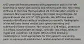 A 67 year-old female presents with progressive pain in her left knee that is worse with activity and relieved with rest. She notes stiffness of the knee that last about 20 minutes after activity is resumed. She exercises regularly. No known drug allergies. On physical exam she is 5' 5", 225 pounds. Her left knee exam reveals mild effusion without erythema or warmth. Radiographs of the left knee reveal medial joint space narrowing and subchondral bone sclerosis. Her sodium is 138 mEq/L, potassium 4.3 mEq/L, bicarbonate 24 mEq/L, chloride 104 mEq/L, BUN 23 mg/dl and creatinine 1.8 mg/dl. Which of the following medications is most appropriate for this patient's worsening pain? A naprosyn B prednisone C acetaminophen D methotrexate