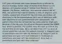 A 67-year-old female with knee osteoarthritis is referred to physical therapy. Active range of motion knee flexion is 115 degrees, and passive range of motion knee flexion is 118 degrees. Hip flexion, extension, and external rotation are all WNL, but passive hip internal rotation is only 15 degrees. Joint mobility assessment of both the hip and knee are limited, all directions in the femoroacetabular joint and all directions with both tibiofemoral and patellofemoral joint assessment. The patient notes that she sometimes has some anterior thigh pain. Because of the hip pain, the physical therapist applies the FABER test, which is positive. The patient rates the pain as 2/10 at the hip and 5/10 at the knee. What variables from the Currier et al. clinical prediction rule was this patient missing? A. Hip/groin pain or paresthesia and pain with hip distraction B. Hip/groin pain or paresthesia and pain with knee extension C. Knee pain or paresthesia and pain with hip distraction D. Knee pain or paresthesia and pain with knee extension