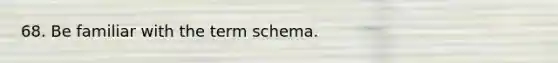 68. Be familiar with the term schema.