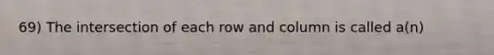 69) The intersection of each row and column is called a(n)