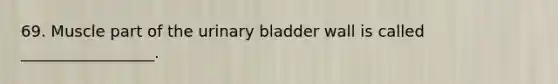 69. Muscle part of the <a href='https://www.questionai.com/knowledge/kb9SdfFdD9-urinary-bladder' class='anchor-knowledge'>urinary bladder</a> wall is called _________________.