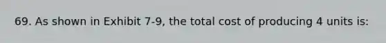 69. As shown in Exhibit 7-9, the total cost of producing 4 units is: