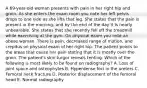 A 69-year-old woman presents with pain in her right hip and groin. As she enters the exam room you note her left pelvis drops to one side as she lifts that leg. She states that the pain is present in the morning, and by the end of the day it is nearly unbearable. She states that she recently fell off the treadmill while exercising at the gym. On physical exam you note an obese woman. There is pain, decreased range of motion, and crepitus on physical exam of her right hip. The patient points to the areas that cause her pain stating that it is mostly over the groin. The patient's skin turgor reveals tenting. Which of the following is most likely to be found on radiography? A. Loss of joint space and osteophytes B. Hyperdense foci in the ureters C. Femoral neck fracture D. Posterior displacement of the femoral head E. Normal radiography