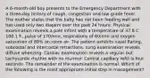 A 6-month-old boy presents to the Emergency Department with a three-day history of cough, congestion and low grade fever. The mother states that the baby has not been feeding well and has used only two diapers over the past 24 hours. Physical examination reveals a pale infant with a temperature of 37.8 C 100.1 F., pulse of 170/min, respirations of 60/min and oxygen saturation of 88% on room air. The patient exhibits nasal flaring, subcostal and intercostal retractions. Lung examination reveals diffuse wheezing. Cardiac examination reveals a regular but tachycardic rhythm with no murmur. Central capillary refill is four seconds. The remainder of the examination is normal. Which of the following is the most appropriate initial step in management?