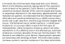 A 6-month-old client has been diagnosed with cystic fibrosis. Which of the following would be appropriate for the registered nurse to teach to the parents? Cystic fibrosis is an inherited autosomal recessive disorder of the exocrine glands that results in physiologic alterations in the respiratory, gastrointestinal, and reproductive systems. It is theorized that the chloride transport alternation and resulting thickened mucus inhibit normal ciliary action and cough clearance, and the lungs become clogged with mucus. The thickened mucus harbors bacteria. ) A white pupil (leukocoria, or cat's-eye reflex) is one of the first signs of retinoblastoma, Other symptoms include an absent red reflex, asymmetric or of a differing color in the affected eye, and fixed strabismus (constant deviation of one eye from the other). This disease is not related to cystic fibrosis. Hypercyanotic episodes are associated with tetralogy of Fallot. The knee-chest position increases systemic vascular resistance in the lower extremities.