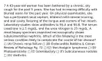 7 A 43-year-old woman has been bothered by a chronic, dry cough for the past 5 years. She has had increasing difficulty with blurred vision for the past year. On physical examination, she has a perforated nasal septum, bilateral mild corneal scarring, and oral cavity fissuring of the tongue and corners of her mouth. Laboratory studies show antibodies to SS-A and SS-B. The serum creatinine is 2.5 mg/dL, and the urea nitrogen is 25 mg/dL. A renal biopsy specimen examined microscopically shows tubulointerstitial nephritis. Which of the following is the most serious condition likely to complicate the course of her disease? □ (A) Chronic renal failure □ (B) Endocarditis Robbins & Cotran Review of Pathology Pg. 72 □ (C) Non-Hodgkin lymphoma □ (D) Photosensitivity □ (E) Sclerodactyly □ (F) Subcutaneous nodules □ (G) Urethritis