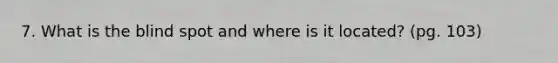 7. What is the blind spot and where is it located? (pg. 103)