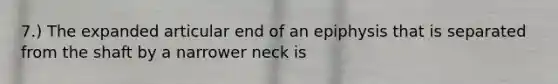 7.) The expanded articular end of an epiphysis that is separated from the shaft by a narrower neck is